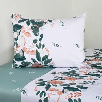 Set De Sábanas Estampadas 144 Hilos Algodón Poliéster Turquesa