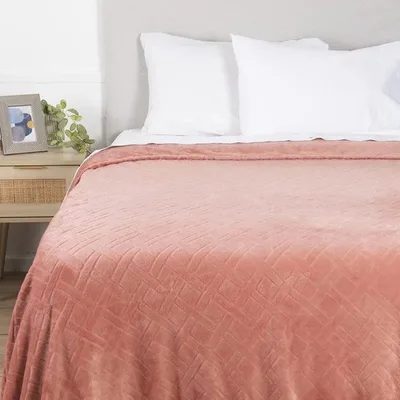 Frazada Flannel Poliéster Suave 2 Plazas Coral Claro