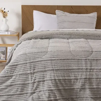 Plumón Corduroy Sherpa 1.5 Plazas Suave Coral
