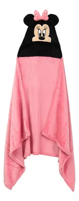 Manta Capucha Flannel 3d Minnie Poliéster Coral Claro