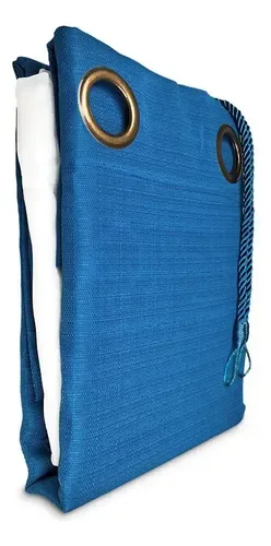 Cortina Rústica Tabatha Combo 8 Piezas Poliéster Azul Petróleo