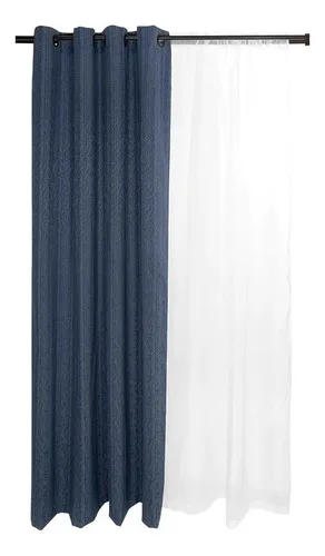 Set Cortinas Navideñas Polialgodón 8 Piezas Azul