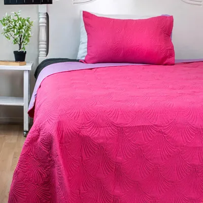 Quilt Hotpress Liso Bicolor 1.5 Plazas Poliéster Coral Claro