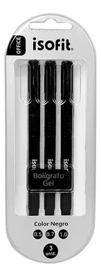 Bolígrafo De Gel Negro 3 Unidades Isofit Negro