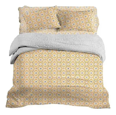 Set De Sábanas Microfibra 2 Plazas Con Plumón Sherpa Amarillo