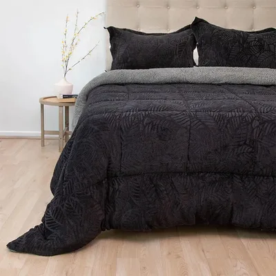 Cubrecama Sherpa Outboss Deluxe 2 Plazas Negro Negro