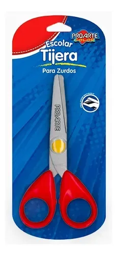 Tijera Punta Roma Para Zurdos Acero Inoxidable Rojo