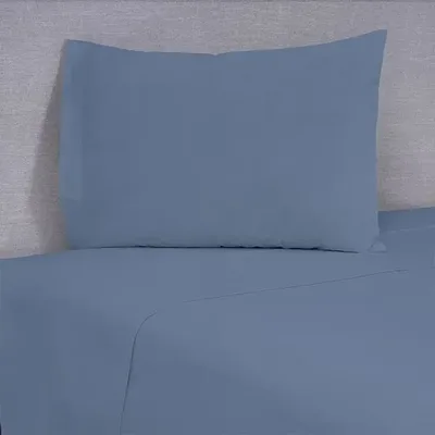 Set De Sábanas 144 Hilos Algodón Poliéster 1.5 Plazas Azul