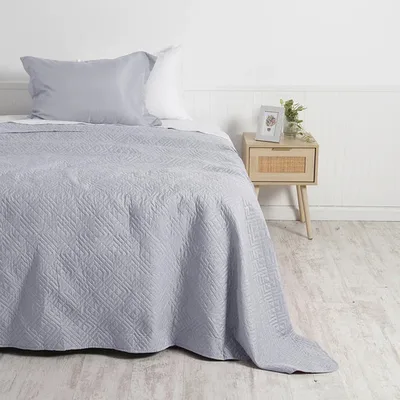 Quilt Cordoba Liso 1.5 Plaza Reversible Poliéster Gris