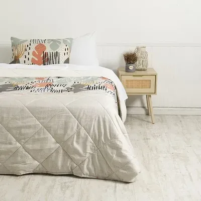 Plumón Microfibra Sherpa 1.5 Plazas Suave Gris