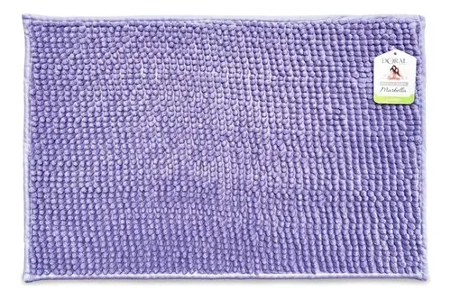 Piso De Baño Shaggy Antideslizante Morado Coral Claro