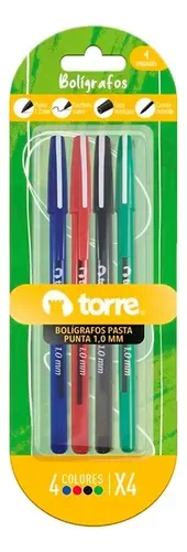 Set 4 Bolígrafos Torre 1.0mm Multicolor Amarillo
