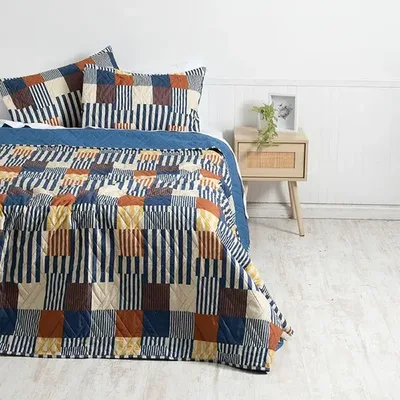 Quilt Estampado 2 Plazas Poliéster Con Fundas