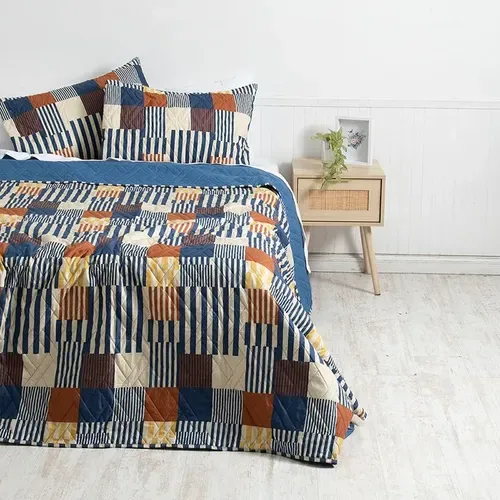 Quilt Estampado 2 Plazas Poliéster Con Fundas