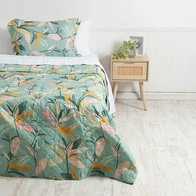 Quilt Estampado Reversible 1.5 Plaza Poliéster Coral Claro