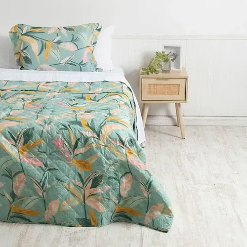 Quilt Estampado Reversible 1.5 Plaza Poliéster Coral Claro