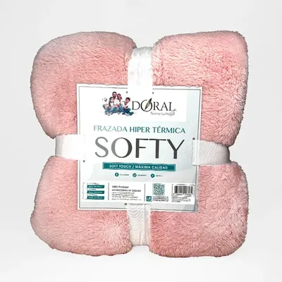 Frazada Softy Térmica Poliéster 1.5 Plazas Coral Claro