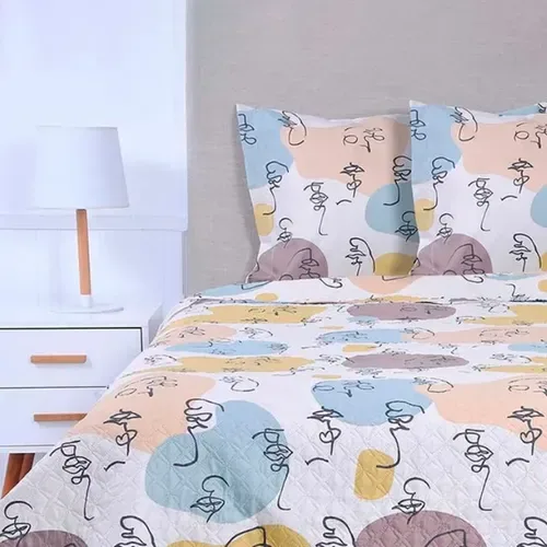 Quilt Reversible Cordoba 1.5 Plaza Poliéster Coral Claro