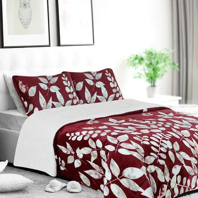 Cubrecama Sherpa Flannel Deluxe Estampado Coral Claro