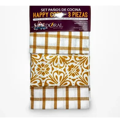 Set Paños De Cocina Algodón 100% Amarillo Amarillo