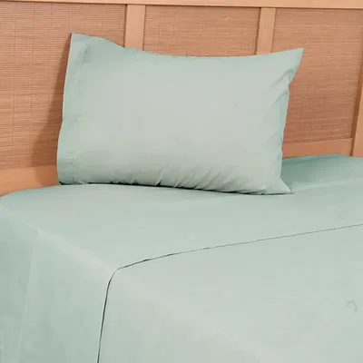 Set De Sábanas 144 Hilos Algodón Poliéster 1.5 Plazas Turquesa