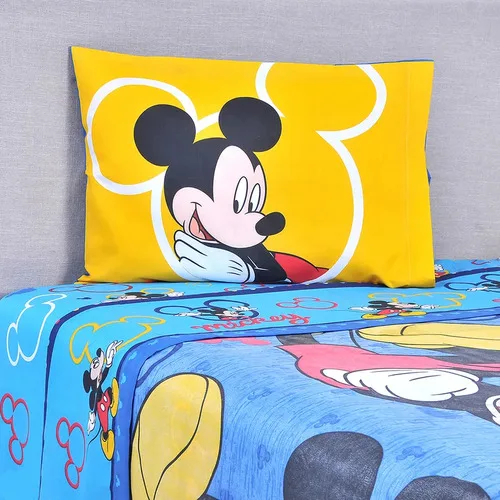 Set De Sábanas Microfibra Single Mickey Azul Azul