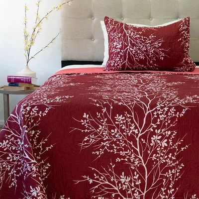 Quilt Hotpress Estampado 1.5 Plazas Poliéster Coral Claro