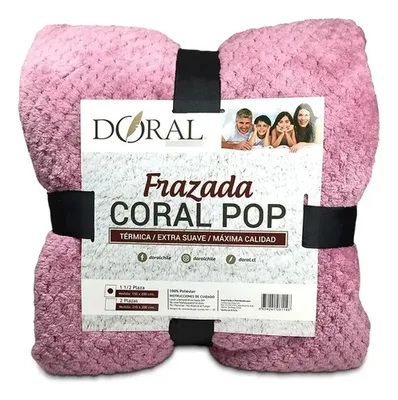 Frazada Térmica Coral Pop 2 Plazas Poliéster Coral Claro