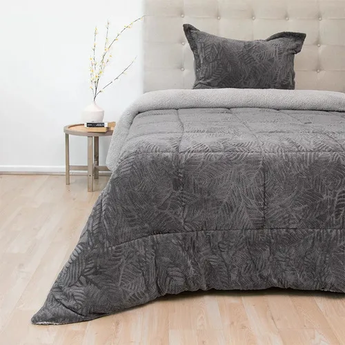 Cubrecama Sherpa Deluxe 1.5 Plazas Gris Poliéster Gris