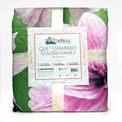 Quilt Hotpress Reversible 2 Plazas Poliéster Coral Claro