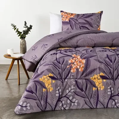 Plumón Estampado 1.5 Plazas Microfibra Suave Lavanda