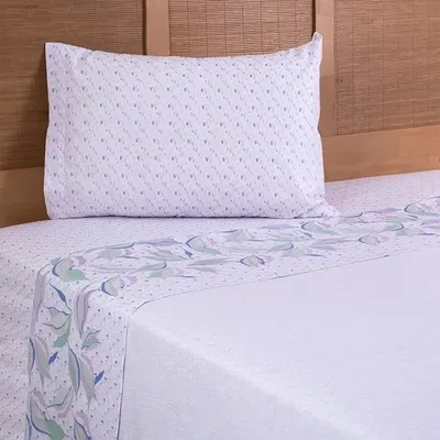 Set De Sábanas Estampada 144 Hilos 1.5 Plazas Policotton Verde Oscuro