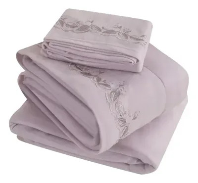 Set De Sábanas Polar Bordada 1.5 Plazas Lila Lila