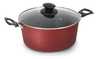 Olla Aluminio Prensado 24cm Tapa Vidrio Antiadherente