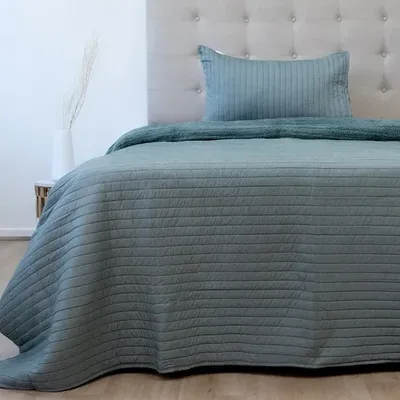 Quilt Hotpress Sena Sherpa 1.5 Plazas Verde Pastel Coral Claro