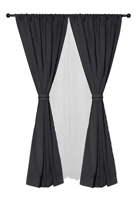 Set Cortina Amalia Pasa Tubo Poliéster 140x225cm Gris Oscuro
