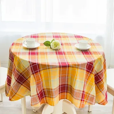 Mantel Redondo Polycotton Cuadrille 180cm Coral Claro