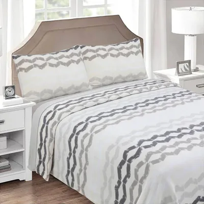 Set De Sábanas Polar 1.5 Plaza Trenza Gris Gris