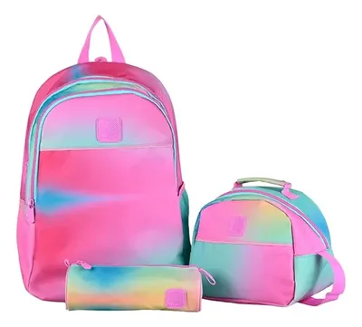 Mochila Escolar Set Completo Con Lonchera Y Estuche Verde