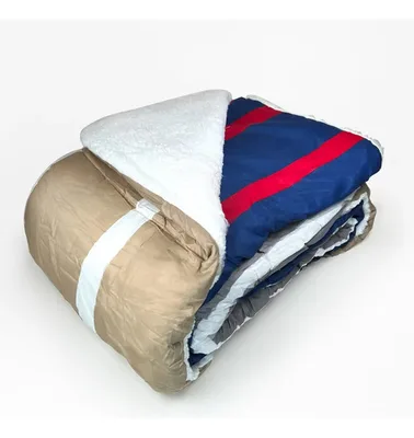 Plumón Sherpa Estampado 2 Plazas Franjas Multicolor Coral Claro
