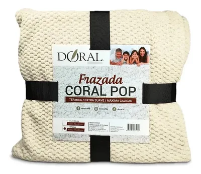 Frazada Térmica Coral Pop 2 Plazas Poliéster Beige