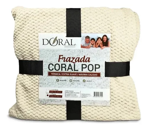 Frazada Térmica Coral Pop 2 Plazas Poliéster Beige