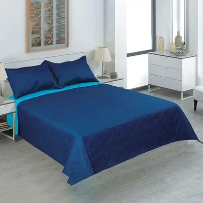 Quilt Bicolor Hotpress 2 Plazas Poliéster Azul Marino