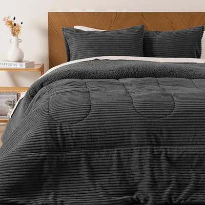 Plumón Corduroy Sherpa 2 Plazas Poliéster Suave Coral