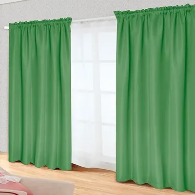 Cortina Rústica Tabatha Pasador Poliéster Verde Verde