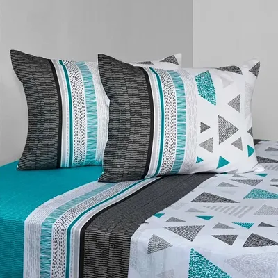 Set De Sábanas Estampadas 144 Hilos 2 Plazas Polycotton Verde Oscuro