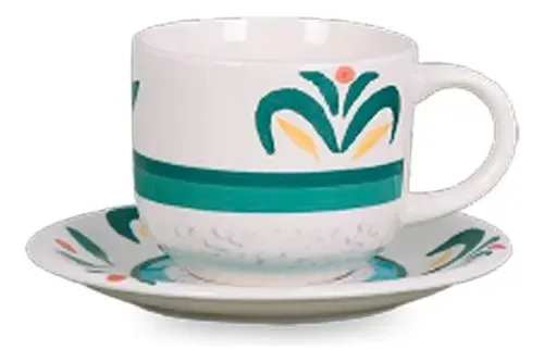 Set De Tazas Cerámica 6 Piezas Con Platillos