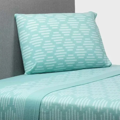 Set De Sábanas De Polar 1.5 Plaza Estampadas Turquesa Turquesa