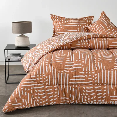 Plumón Estampado 2 Plazas Microfibra Poliéster Coral Claro