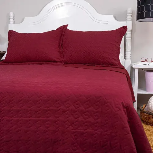 Quilt Velvety 2.5 Plazas Poliéster Burdeo Coral Claro